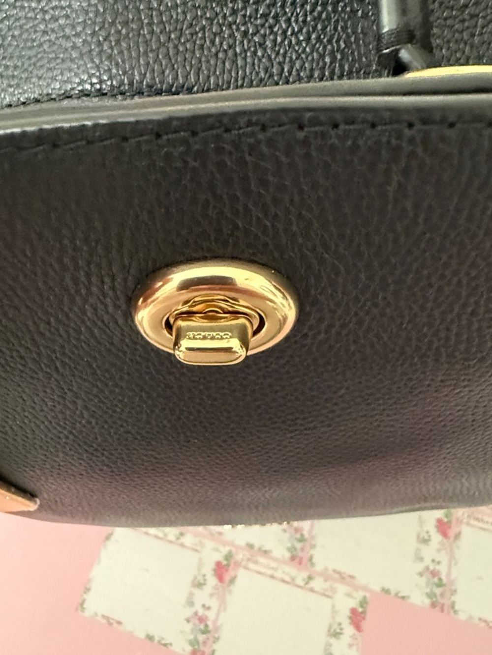 Coach Black Leather Tote with Gold Chain Handles - Picture 8 of 15